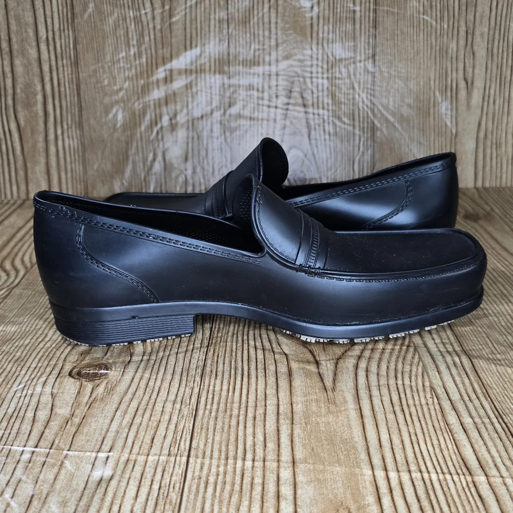Men's Sticky Shoes Social Man Black Food Service‎ Shoes Size 9.5